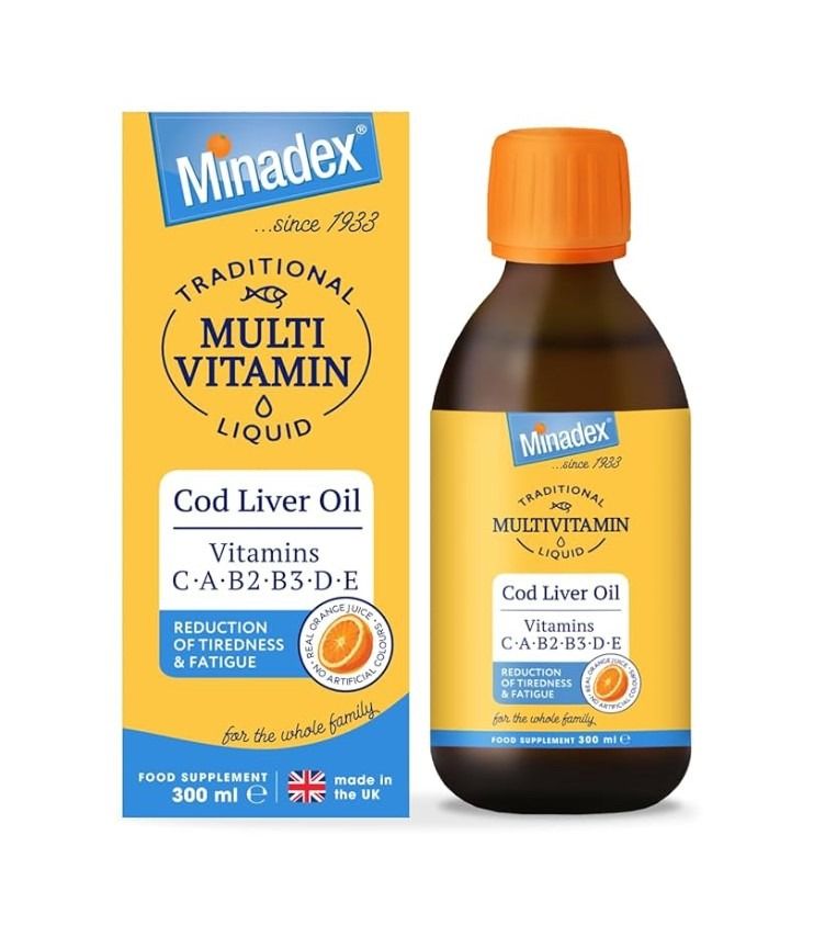 Minadex Cod Liver Oil & Multivitamin Liquid, 300ml