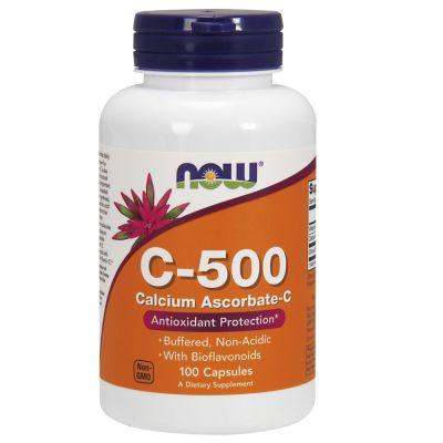 Now Vitamin C-500 Calcium Ascorbate-C, 100Caps