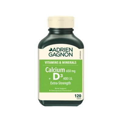 Adrien Gagnon Extra Strength Calcium 650mg & Vitamin D3 400 IU x 120 Tablets