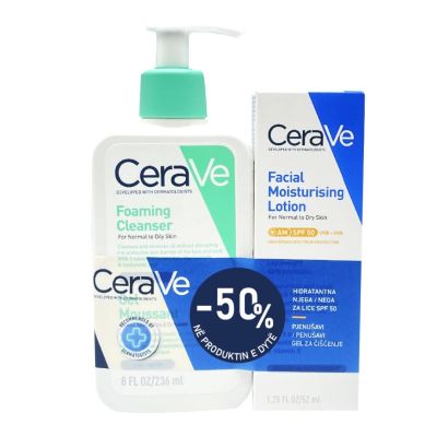 CeraVe Set Foaming Cleanser, 236ml & Facial Cream SPF50, 52ml