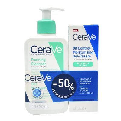 CeraVe Set Foaming Cleanser, 236ml & Oil Control Moisturising Gel-Cream, 52ml