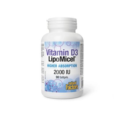 Natural Factors Vitamin D3 2000 IU LipoMicel Matrix X 90 Caps