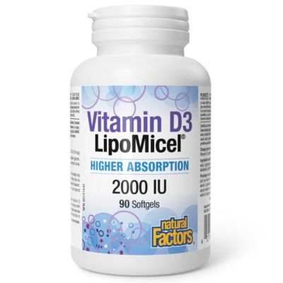 Natural Factors Vitamin D3 2000 IU LipoMicel Matrix X 90 Caps