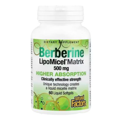 Natural Factors Berberine LipoMicel Matrix 500mg x 60 Softgels