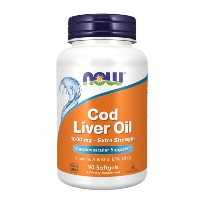 Now Cod Liver Oil 1000mg, Extra Strength x 90 Softgels
