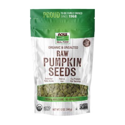 Now Pumpkin Seeds, Organic, Raw & Unsalted, 340g