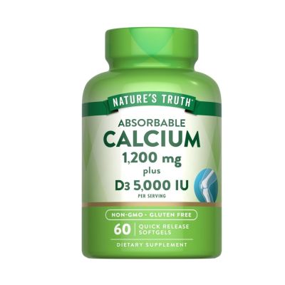 Nature’s Truth Calcium 1200mg with Vitamin D3 5000 IU x 120 Softgels