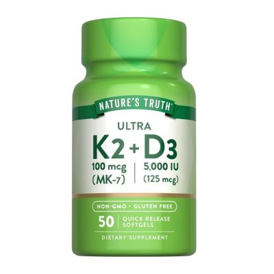 Nature’s Truth Vitamin K2 100mcg with Vitamin D3 5000 IU x 50 Softgels