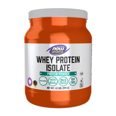 Now Whey Protein Isolate Unflavored Powder, 544g