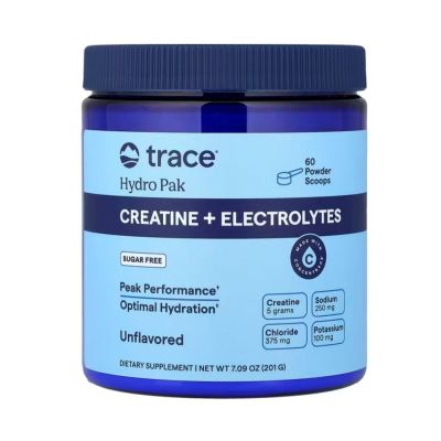 Trace Minerals Hydro Pak Creatine + Electrolytes Canister Unflavored, 201g