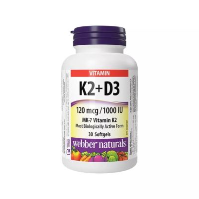 Webber Naturals Vitamin K2 + D3 120mcg / 1000 IU x 30 Caps