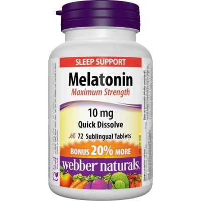 Webber Naturals Melatonin 10mg Maximum Strength x 72 Sublingual Tablets