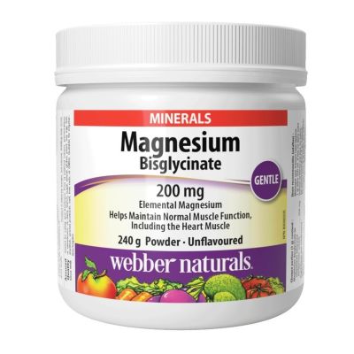 Webber Naturals Magnesium Bisglycinate 200mg Powder, 240g